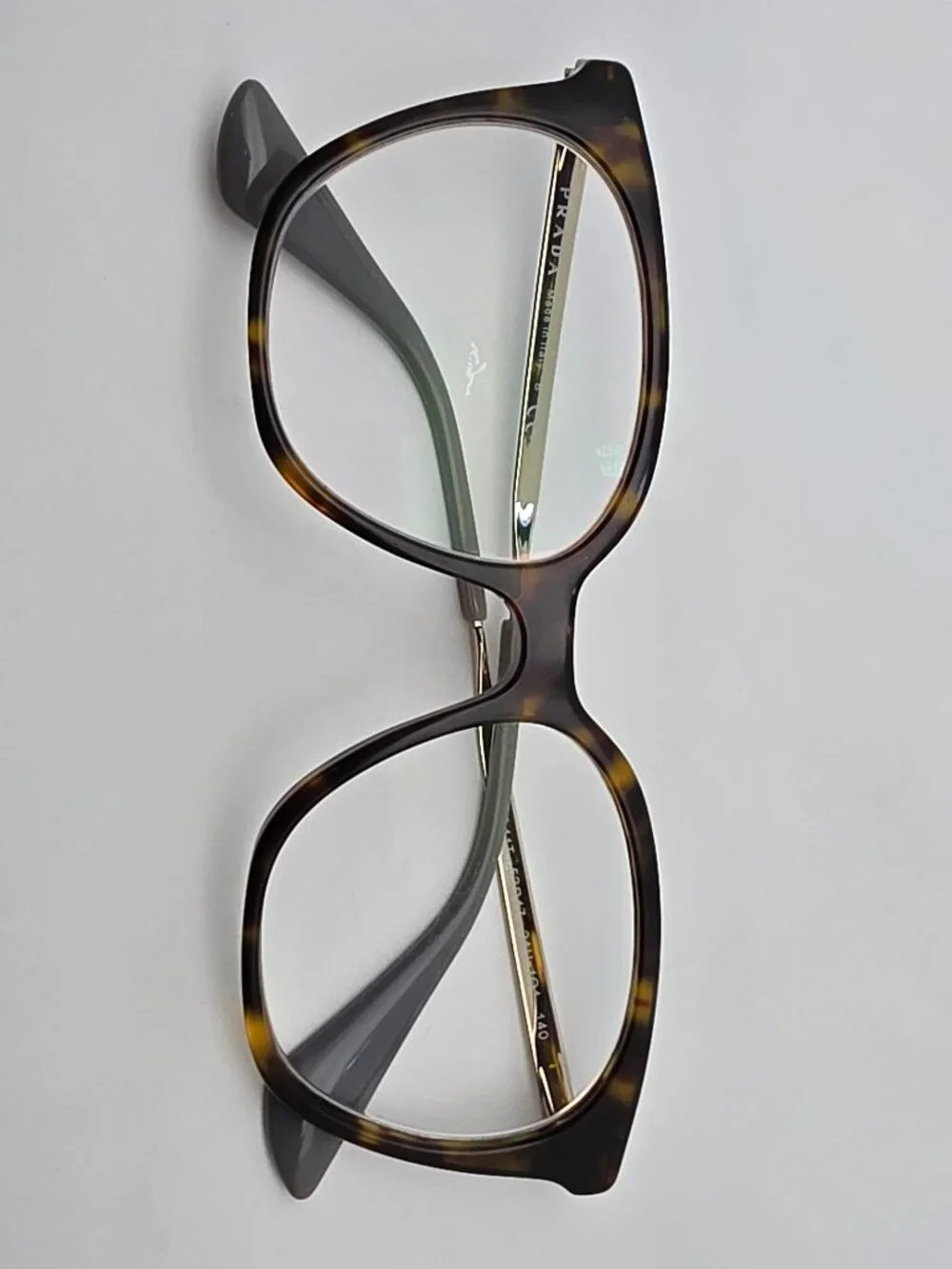 Prada VPR 11T 2AU-1O1 Havana Gold Cat Eye Eyeglasses Frame Italy 53-17-140